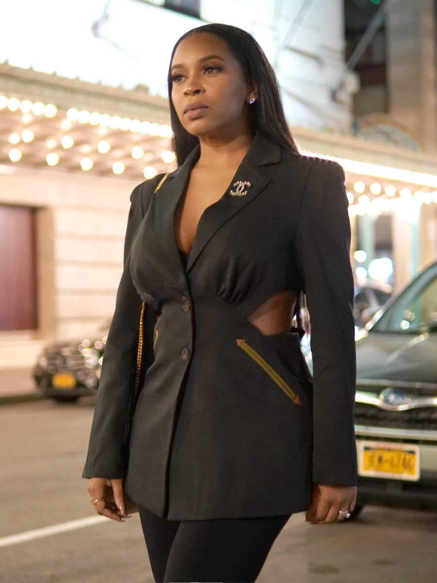 Cut-Out Side Blazer - Black– Sincerely Trish Boutique