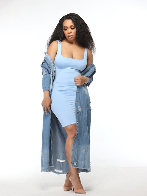 Bodycon Basic Essential Dress- Blue