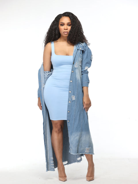 Bodycon Basic Essential Dress- Blue