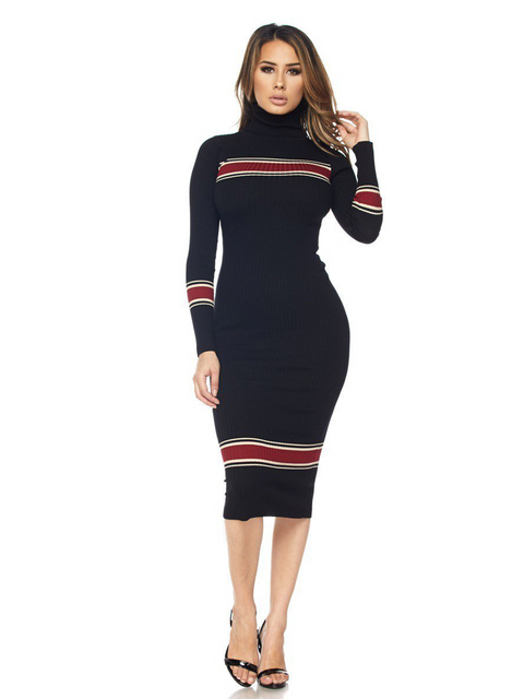 Khloe Ribbed turtleneck dress