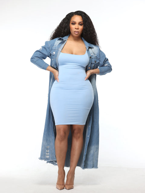 Bodycon Basic Essential Dress- Blue