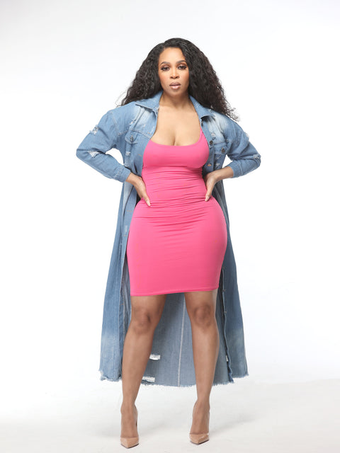 Bodycon Basic Essential Dress- Pink