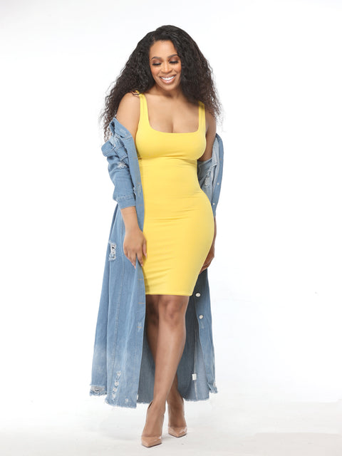 Bodycon Basic Essential Dress- Yellow