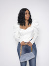 Bubble Sleeve White Blouse