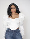 Bubble Sleeve White Blouse