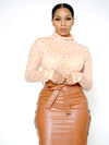 Button Side Leather Skirt-Brown