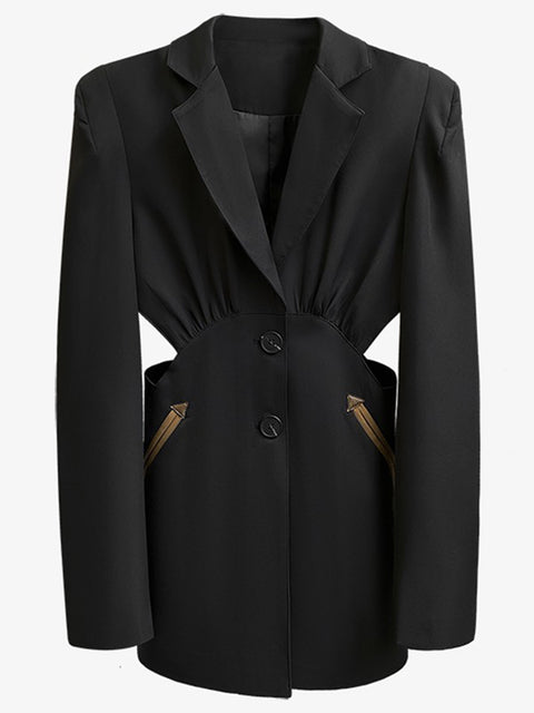 Cut-Out Side Blazer - Black