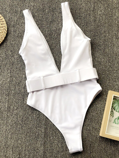 Donna Belted One Piece Swim -Black