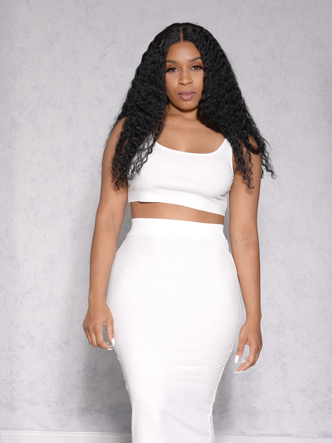 Eva Two Piece Skirt Set-White