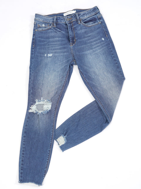 HIDDEN Jeans- High Rise Ripped Knee Skinny Leg