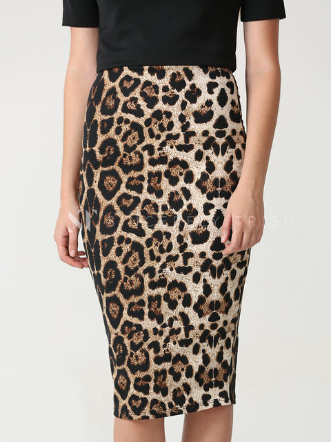 Leopard bodycon pencil skirt