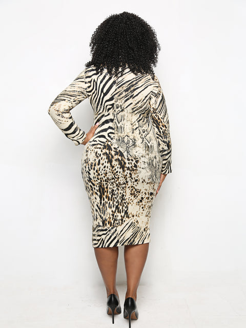 Sarina Midi Animal Print Dress