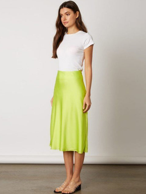 Alice Neon Satin Midi Skirt