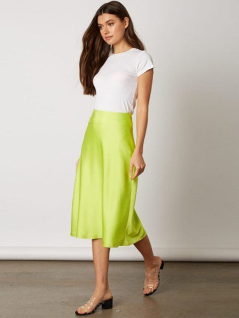 Alice Neon Satin Midi Skirt