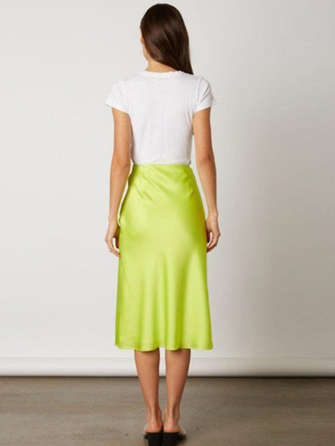 Alice Neon Satin Midi Skirt