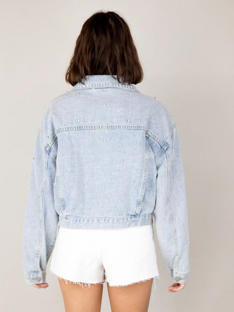 Rhinestone Oversized Jean Jacket