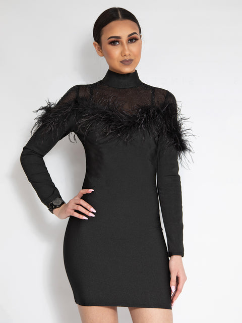 Erin Black Sheer Back Bondage Dress