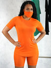 Say So 3-Piece Biker Shorts Set-Orange